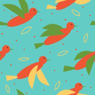 Colorful seamless vector pattern with energetic red birds