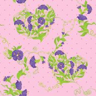 Seamless pattern - Convolvulus Flowers hearts N2