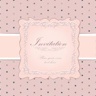 Greeting Card with vintage frame over seamless polka dot background