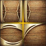 Vector wood and gold background set N41