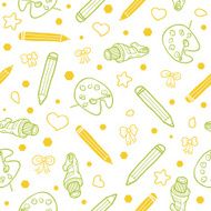 Seamless vector pattern with pencils and paint N2