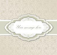 Greeting Card with vintage frame over seamless Victorian background