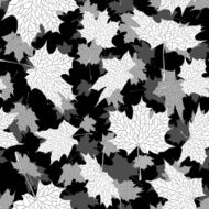 Autumn maple leaves seamless black and white background