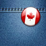 Canadian Flag Badge on Denim Fabric Texture N2