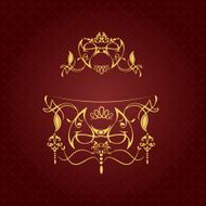 Gold ornament on brown background N5