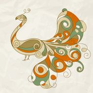 vector stylized peacock with detailed feathers