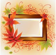 Vector gold frame with colorful Autumn Leafs Thanksgiving