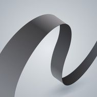 Gray fabric curved ribbon on grey background