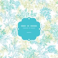 Scattered blue green branches frame seamless pattern background