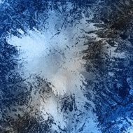Blue and white square background resembling snow on mountains