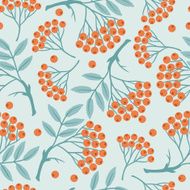 Winter seamless pattern with stylized rowan berries
