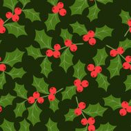 Winter seamless pattern with stylized holly leaves N2