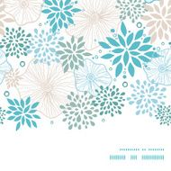 Vector blue and gray plants horizontal frame seamless pattern background