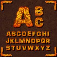 Fire set font alphabet text on a red background Vector N5