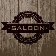 Vintage Saloon Label on Aged Wood
