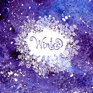 Winter background with snowflakes Painting Watercolor splash N5