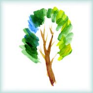 watercolor green tree N4