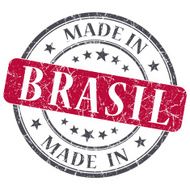 made in BRASIL red grunge stamp isolated on white background