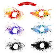 Set of watercolor splash banners Colorful paint splats