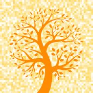 Orange Tree icon on Pixel Background