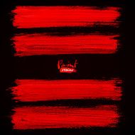 Red brush strokes on black background