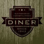 Vintage Diner Label on Aged Wood