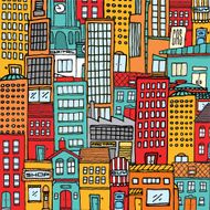 Colorful cartoon city texture background