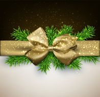 Christmas background with golden bow N3