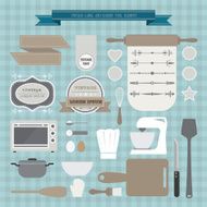 vintage label and bakery tools element vector created