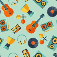 Seamless pattern with musical instruments in flat design style N3