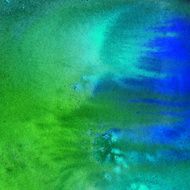 Hand painted background with bright shades of blues and greens