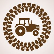 vector tractor tire print with symbol of