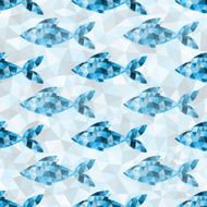 Geometric blue fish pattern