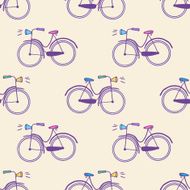 Vector seamless cute pattern with bicycles