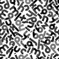 Seamless halftone print textured background alphabet letters N5