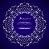 Elegant invitation card with silver round ornament