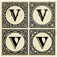 Old Paper with Decorative Letter V N2