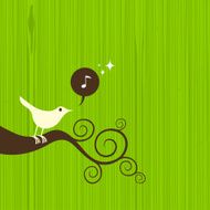 eco-sing song bird on branch nature illustration