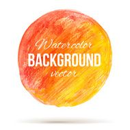 Sunny watercolor circle with color transition from red to welloy