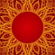 Red background with lace round ornament