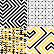Black white and yellow geometric patterns set N2