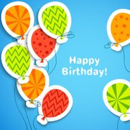 Happy birthday postcard with balloons Vector illustration