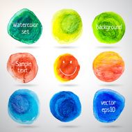 Colorful watercolor vector circles with smiling
