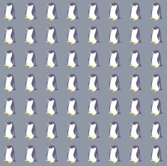 Seamless pattern with penguins on light gray background