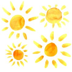 Watercolor set suns