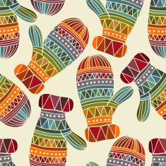 Vector seamless winter Christams pattern with Mittens