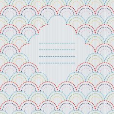 Text frame Traditional Japanese Embroidery Ornament with stylized fish scales