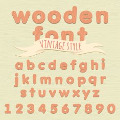 Vintage wooden alphabet Flat style N3