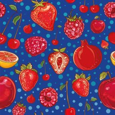 red vector pattern with fruits and berries