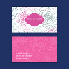 Vector gray and pink lineart florals horizontal frame pattern business
